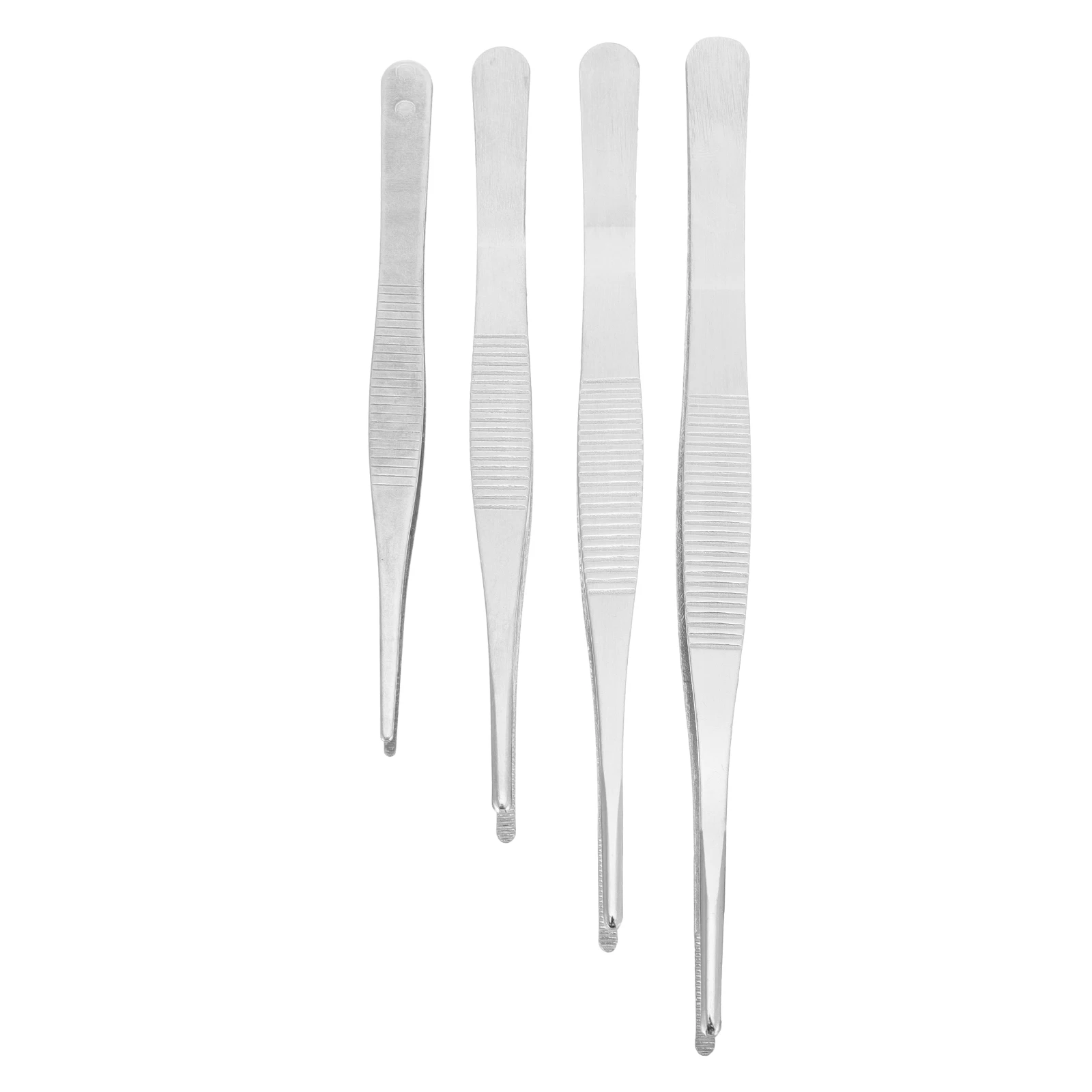 

4pcs Round Head Tweezers Stainless Steel Serrated Long Straight Blunt Tip Non-Slip Handle Daily Garden Repair for Handmade