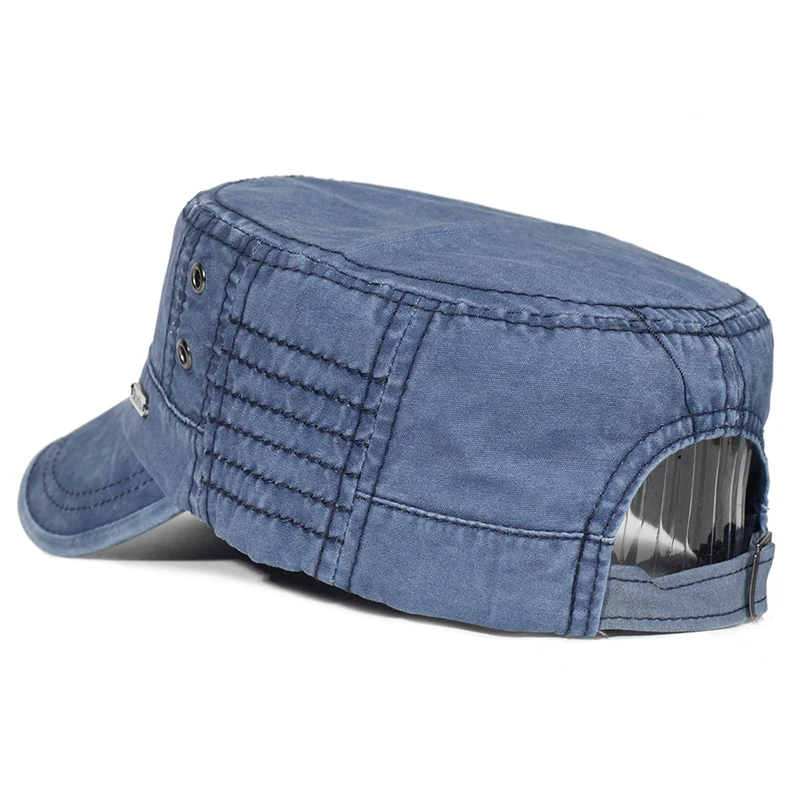 Chapéu plano unissex de algodão lavado quatro estações, masculino e feminino, design exclusivo, clássico, vintage, top plano, moda à prova de sol, bonés militares