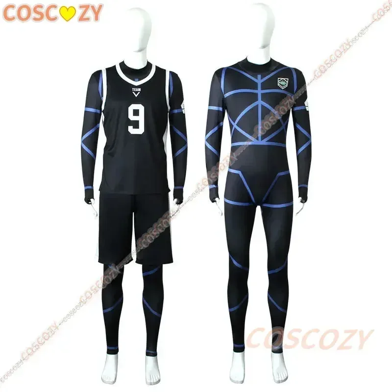 Disfraz de Cosplay de Anime Blue Lock Nagi Seishiro, Jersey negro, mono de fútbol, peluca, ropa para fiesta de Navidad y Halloween