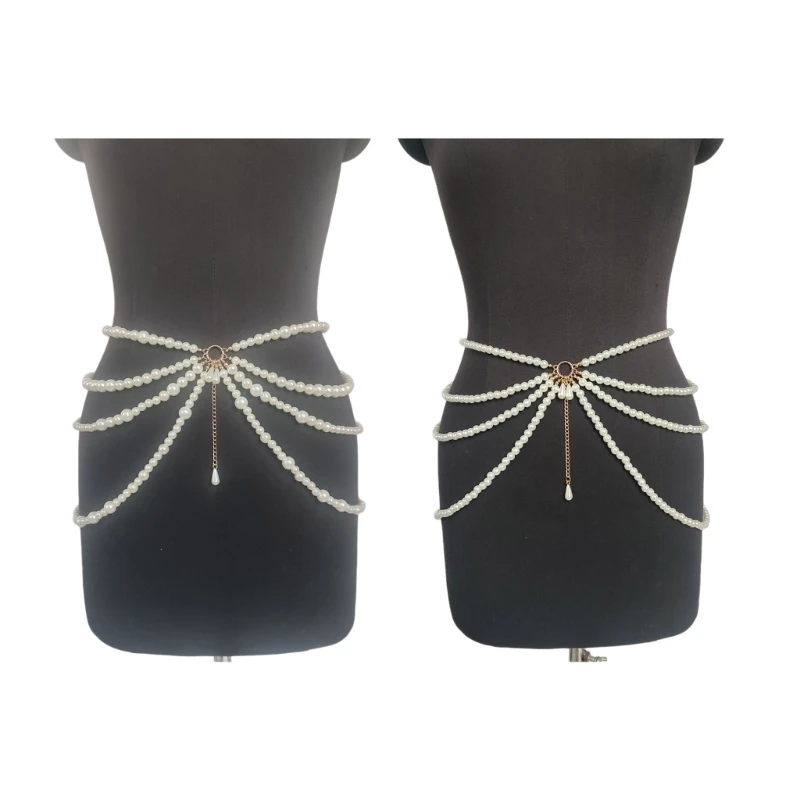 

Stylish Multilayer Waist Chain Jewelry Pearl Beaded Body Accessory for Parties Multilayered Belly Chains Accessories