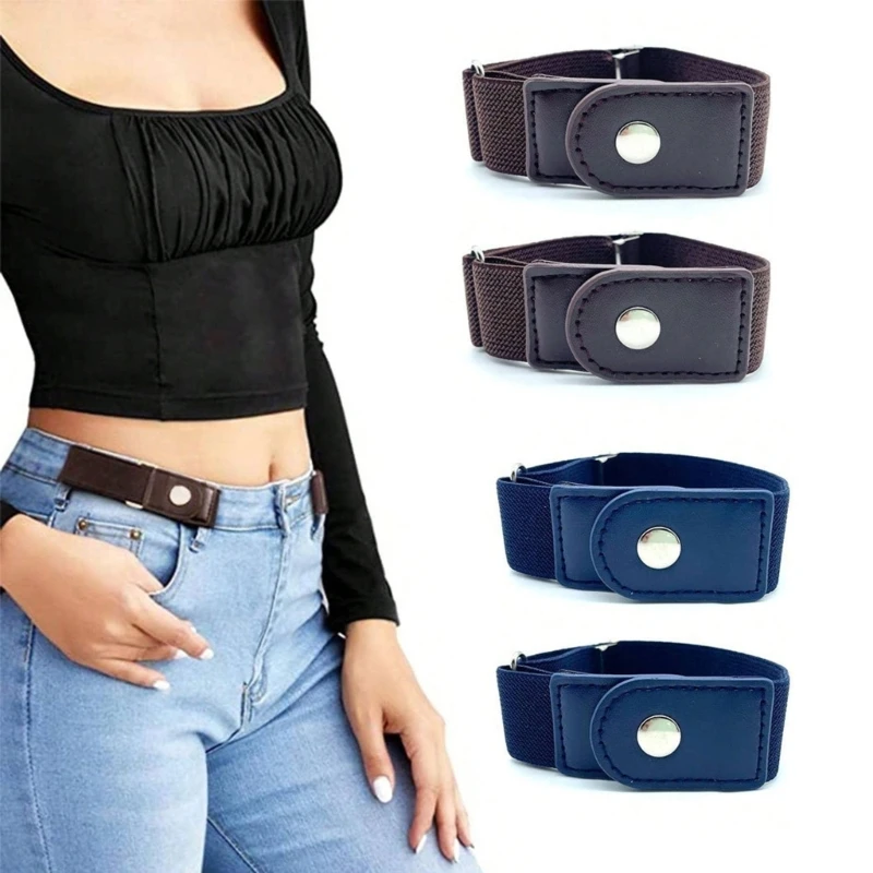 Jean Button Stretch No Sew Waist Button Waist Buckle Elastic Belt Quick Button