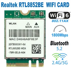 RTL8852BE Dual Band 2.4G/5G WIFI6 802.11ax WIFI Card 1800M BT5.2 Module Network NGFF M.2 For laptop/PC Support Win10/Win11