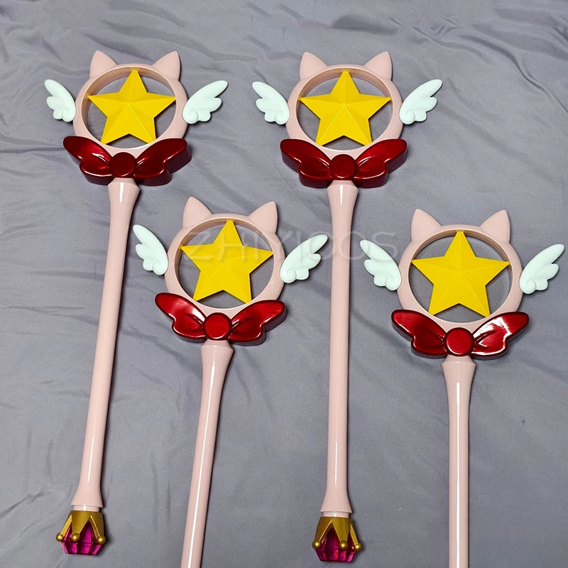 

New Anime Cardcaptor Sakura Kinomoto Sakura Cosplay Stick Star Cat Head Magic Wand Gilrs Halloween Party Cosplay Props