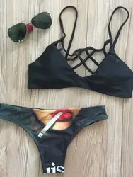 2018 Sexy strój kąpielowy Bikini kobiety push up strój kąpielowy bandaż Bikini zestaw brazylijski lato plaża kostiumy kąpielowe kobiet Biquini druku