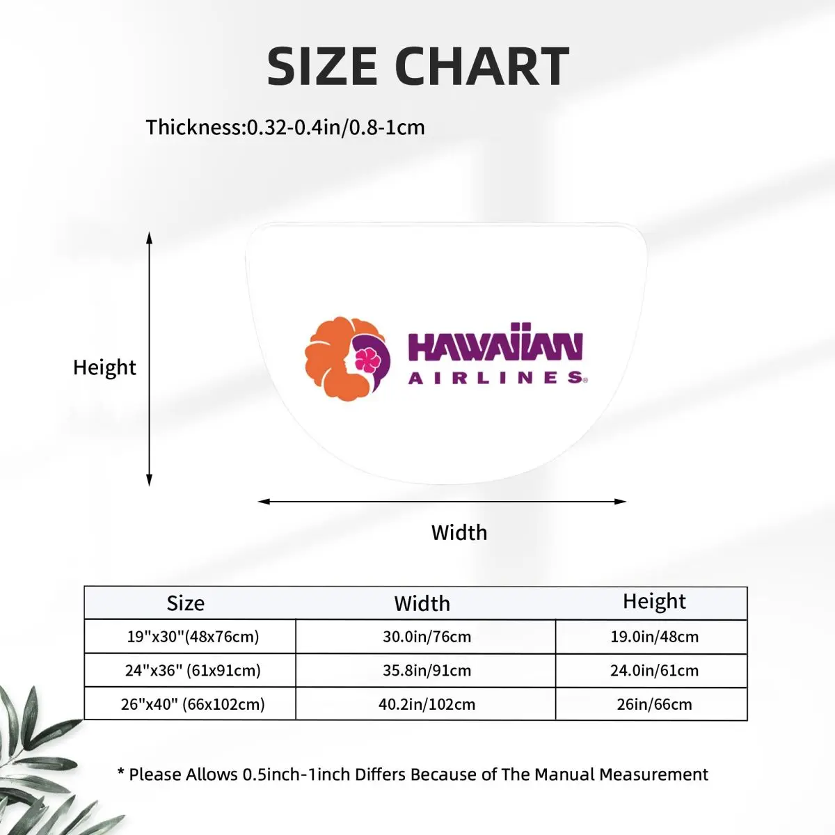 Hawaiian Airlines Soft Flannel Half Round Doormat Non Slip Bathroom Mat Absorbent Floor Carpet for Garage