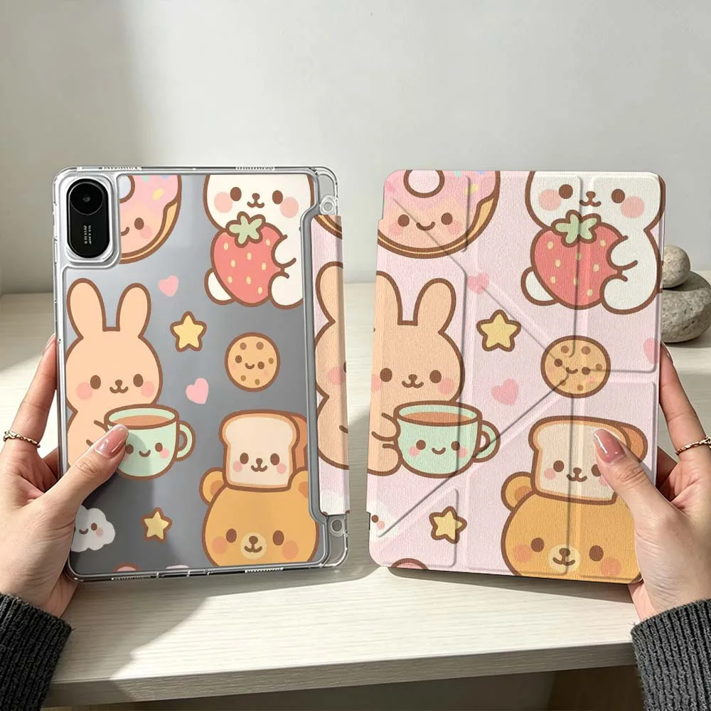 

Cute Bunny Bear Pattern For Xiaomi Mi Pad 8 7 6 5 Pro Redmi Pad SE 2 Poco Pad Foldable 3Y Tablet Case Soft