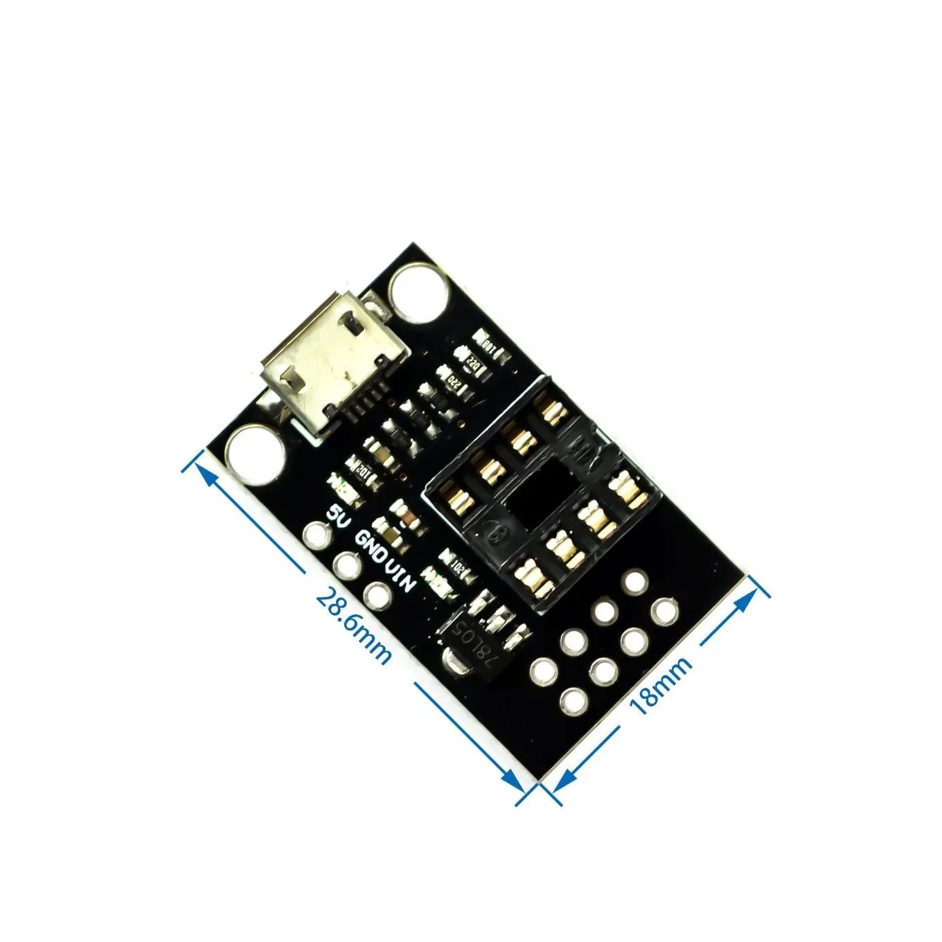 Pluggable Development Board For ATtiny13A/ATtiny25/ATtiny45/ATtiny85 Programming Editor Micro Usb Power Connector