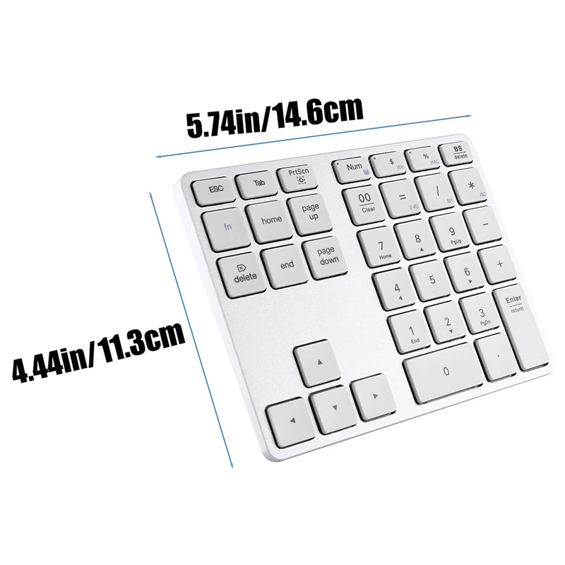 Clavier numérique sans fil, Bluetooth 5.0, 35 prédire, pour Windows, Android, PC, tablette, ordinateur portable