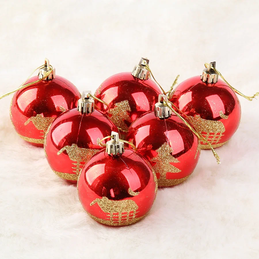 Christmas tree decorations 6cm Christmas ball hand painted with painting bright hot stamping colorful