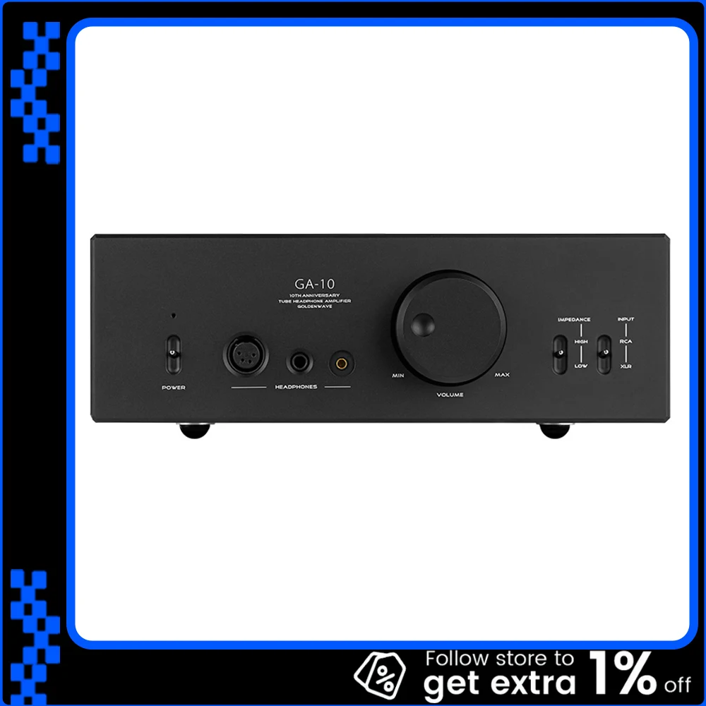 HIFIMAN × GOLDENWAVE GA-10 Высококачественный настольный ламповый усилитель для наушников со сбалансированным выходом для домашнего аудио, черный HIFIMAN × GOLDENWAVE GA-10 Высококачественный настольный ламповый усилитель для наушников со сбалансированным выходом для домашнего аудио, черный