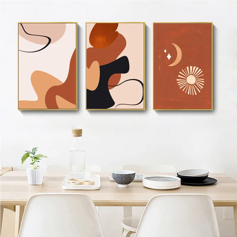 Modern French  Morandi Abstract Geometry Figure Unframed Canvas Painting Posters For Living Room Bedroom Home Wall Art Decor