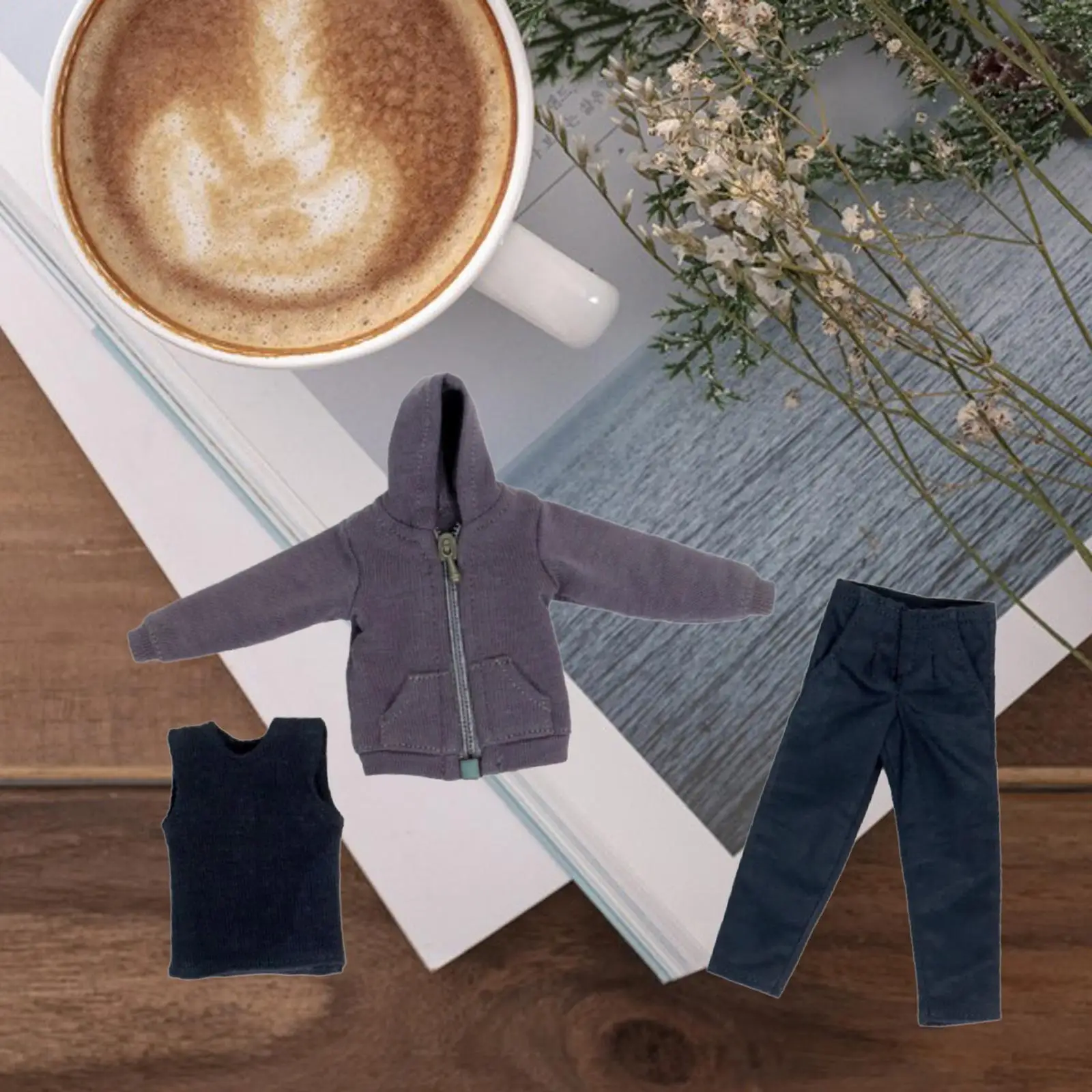 

Комплект из 3 предметов: мужской костюм (худи, жилет, брюки) ручной работы для кукол 1/12 (6 дюймов), аксессуар для кукол и мужских фигурок