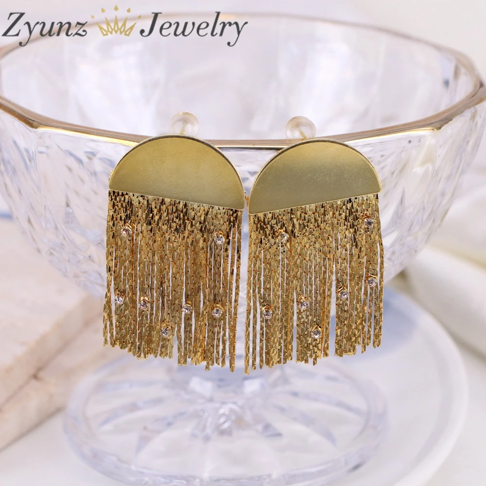 3 Pairs, Fashion Statement Earring Metal Chain Gold Color Bling Tassels Earrings for Women Ms Wedding Jewelry Daily Earrings