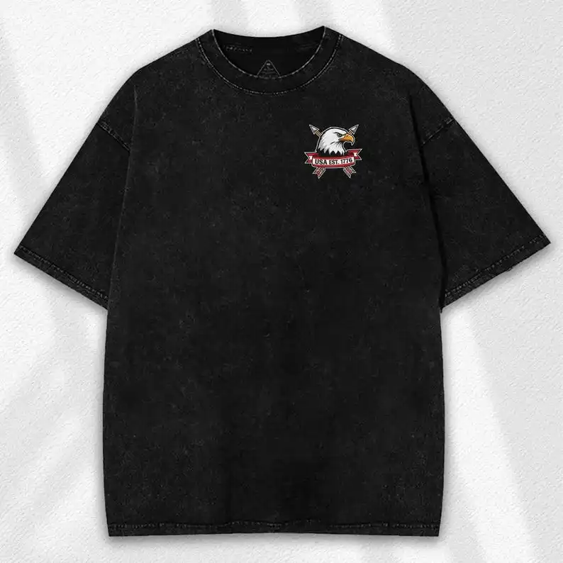 America 250th Anniversary Washed T-shirt Oversized Men Women Streetwear Patriotic Vintage Streetwear Eagle USA Est 1776 Clothing