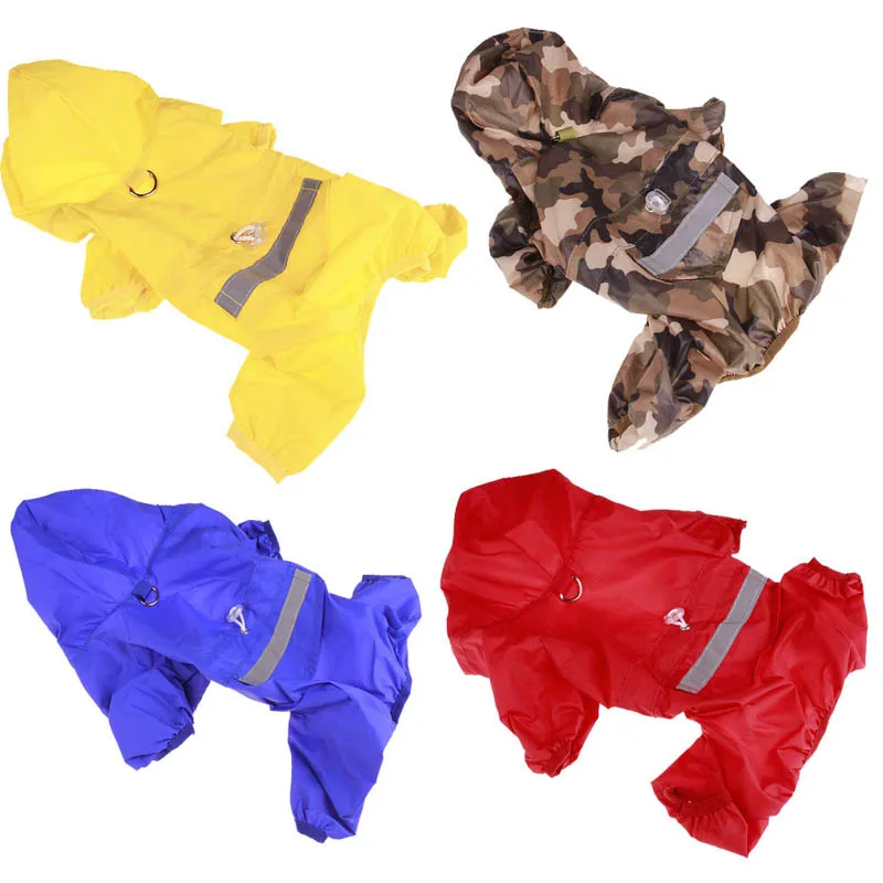 Chubasquero para perro y gato, ropa impermeable para exteriores, capucha, Mono para cachorro, chaqueta informal para día lluvioso, suministros para