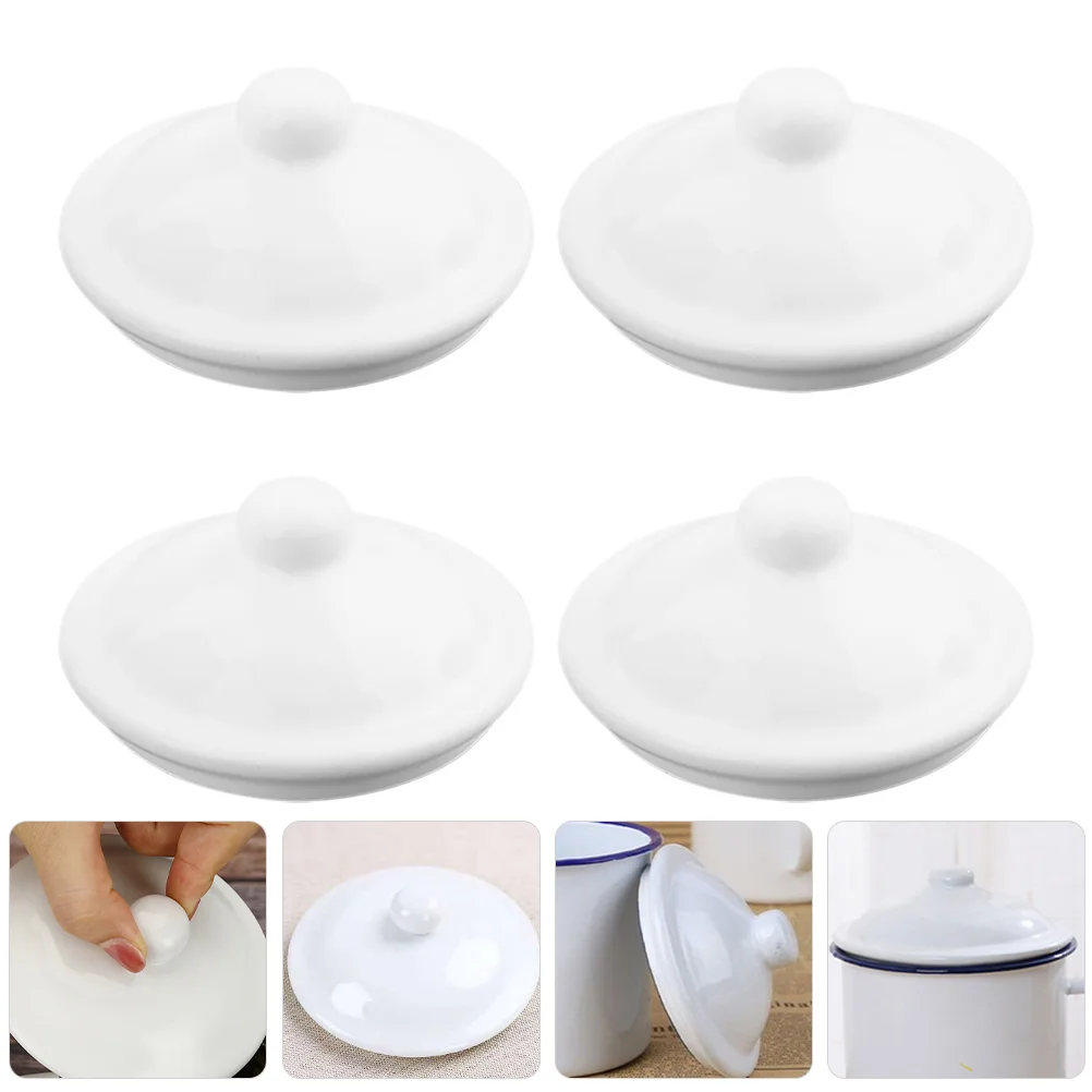 

4 Pcs Coffee Cup Cover Enamel Lid Cups Heat-resistant Covers Universal Travel Tea