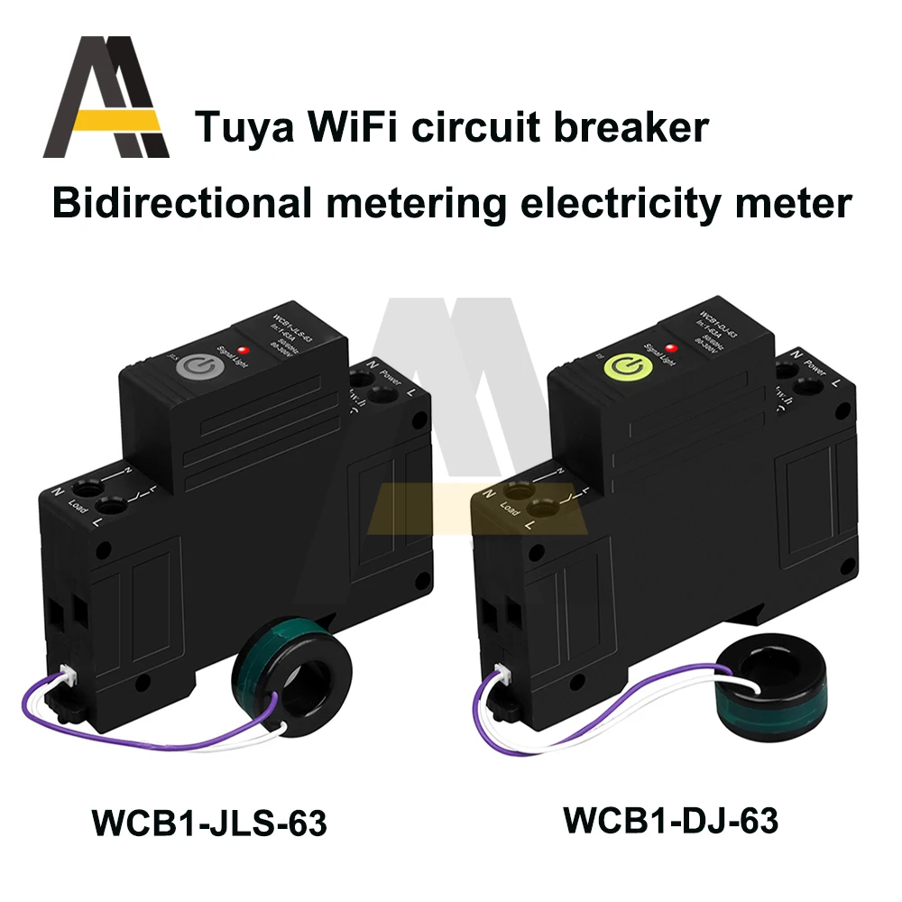 TUYA WiFi Circuit Breaker Leakage Overload Overvoltage And Undervoltage Bidirectional Energy Meter AC220V 63A KWH Timer Relay