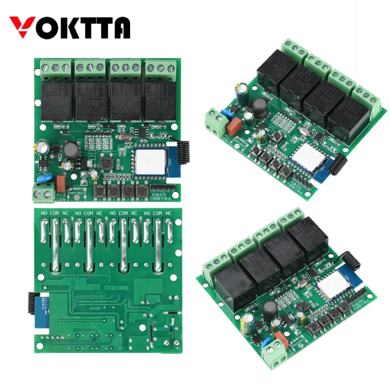 

Трехрежимный интеллектуальный переключатель переменного тока 220 В, 4-сторонний WI-FI, 2,4 ГГц, приложение, реле дистанционного управления, модуль умных переключателей, 433 МГц