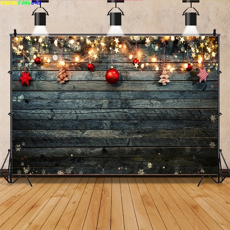 

Vinyl Custom Christmas Tree Window Candy Photography Backdrop Wooden Doors Snowman Cinema Pine New Year Background Prop MJ-02