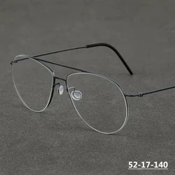 Denmark Titanium Glasses Frame Men Double-Beam Ultralight Screwless Prescription Eyeglasses Women Optic Pilot Spectacles Eyewear