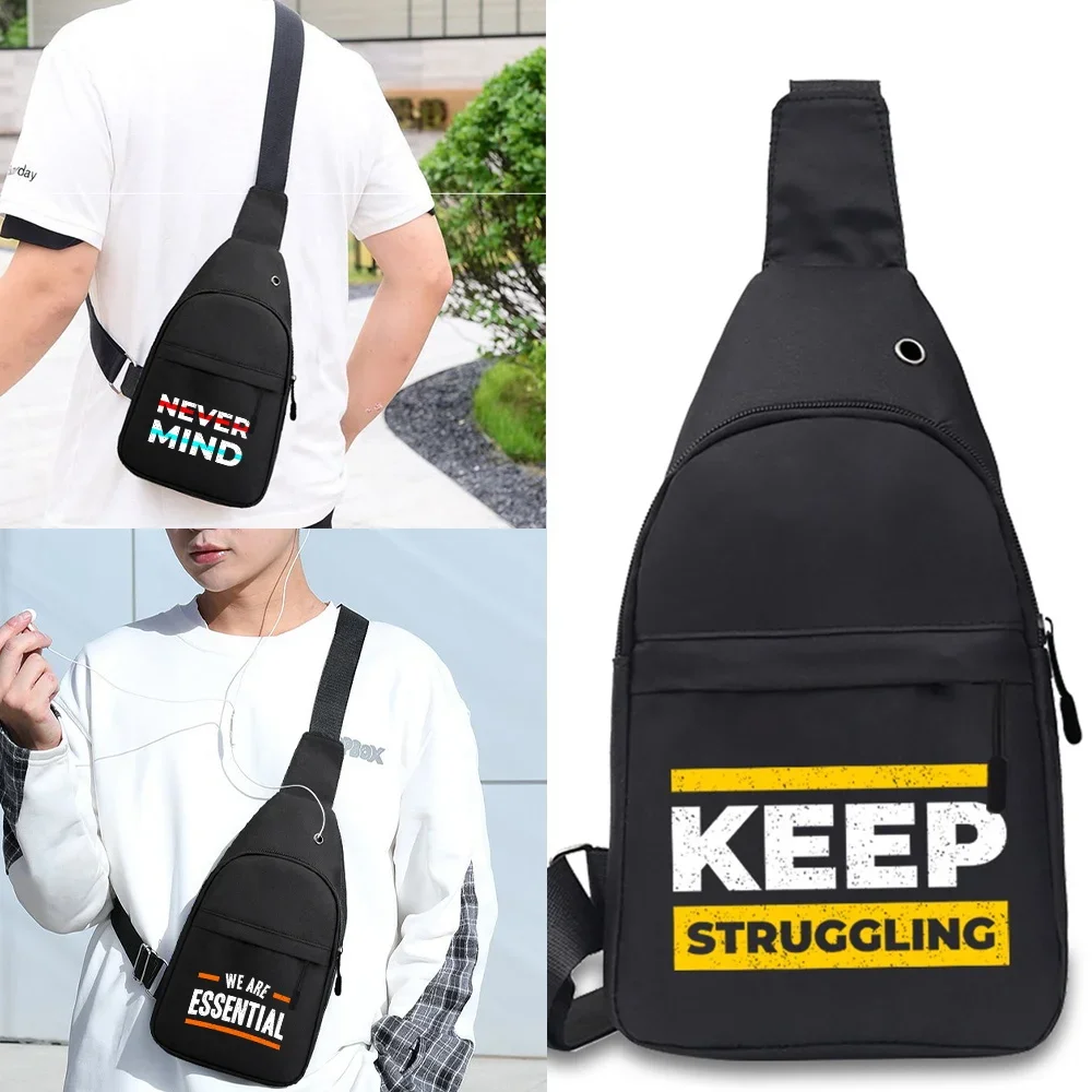 Chest Bag Crossbody Bags Waist Pack Messenger Pack Print Phrase Series Multifunction Sling Bag Outdoor Leisure Shoulder Bags