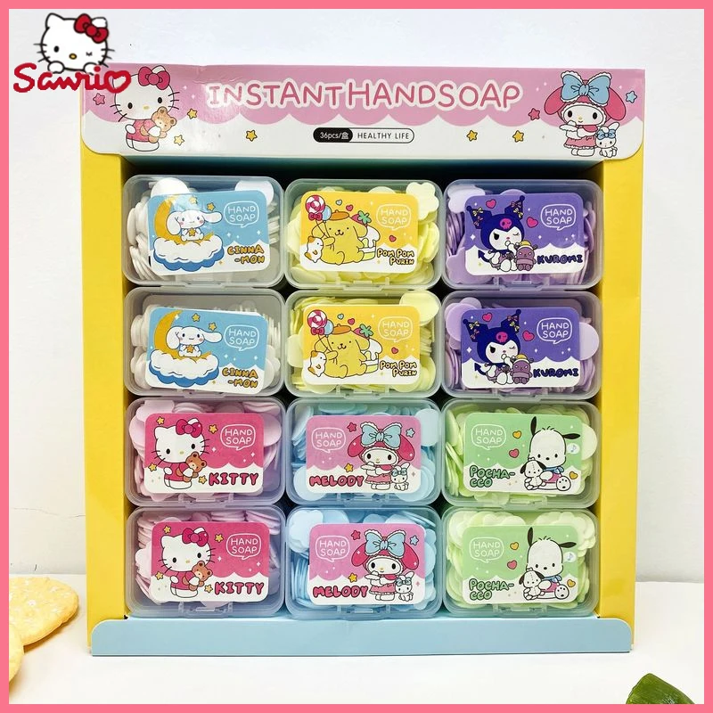 Sanrio Hand Washing Tablets Small Square Box Flower Petal Convenient Soap Paper Antibacterial Disposable Soap Flower Workers