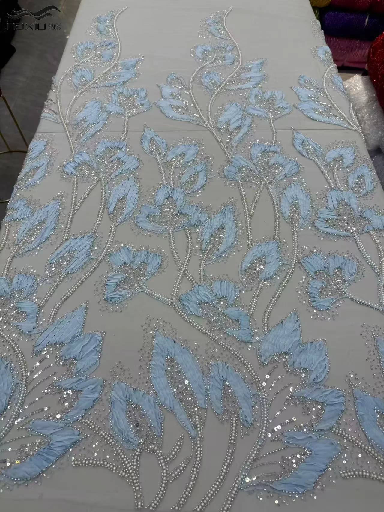 

Роскошная нигерийская французская кружевная ткань Madison с блестками, африканская кружевная ткань с бисером, 5 ярдов для шитья женских вечерних платьев