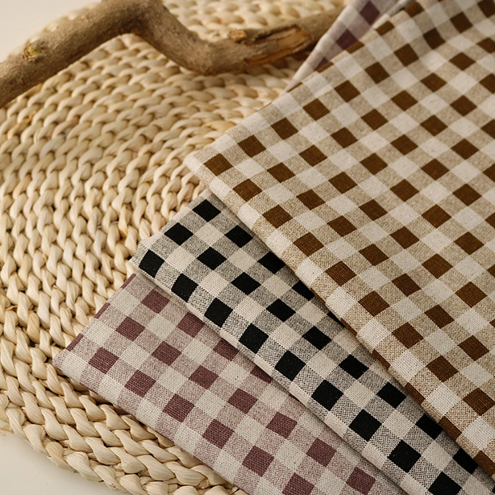 

Classic Plaid Print Fabric Linen Cotton Material Use For Shirts, Dresses, Doll Clothes, Hair accessories, DIY Fabrics