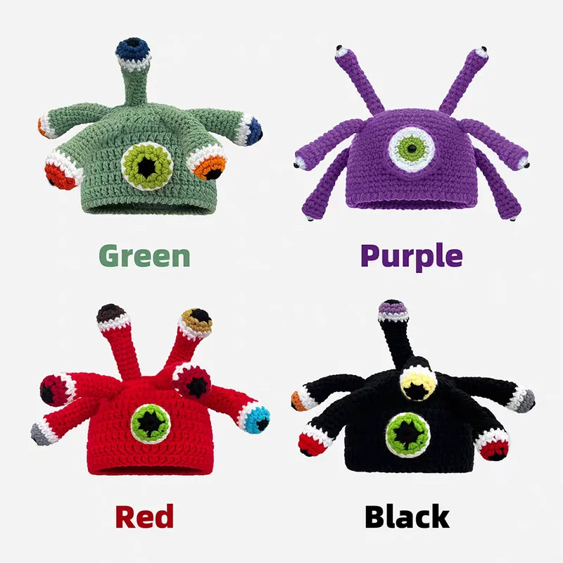 

Cartoon Funny Cute Octopus Cover Head Cap Shape Knitted Hat Winter Skullies Beanies Pullover Cap Halloween Christmas Gift Hats