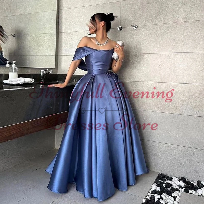 Thinyfull 2025 A-Line Prom Evening Dresses Saudi Arabia Beadings Satin Party Dress Formal Night Cocktail Prom Gowns Custom Size