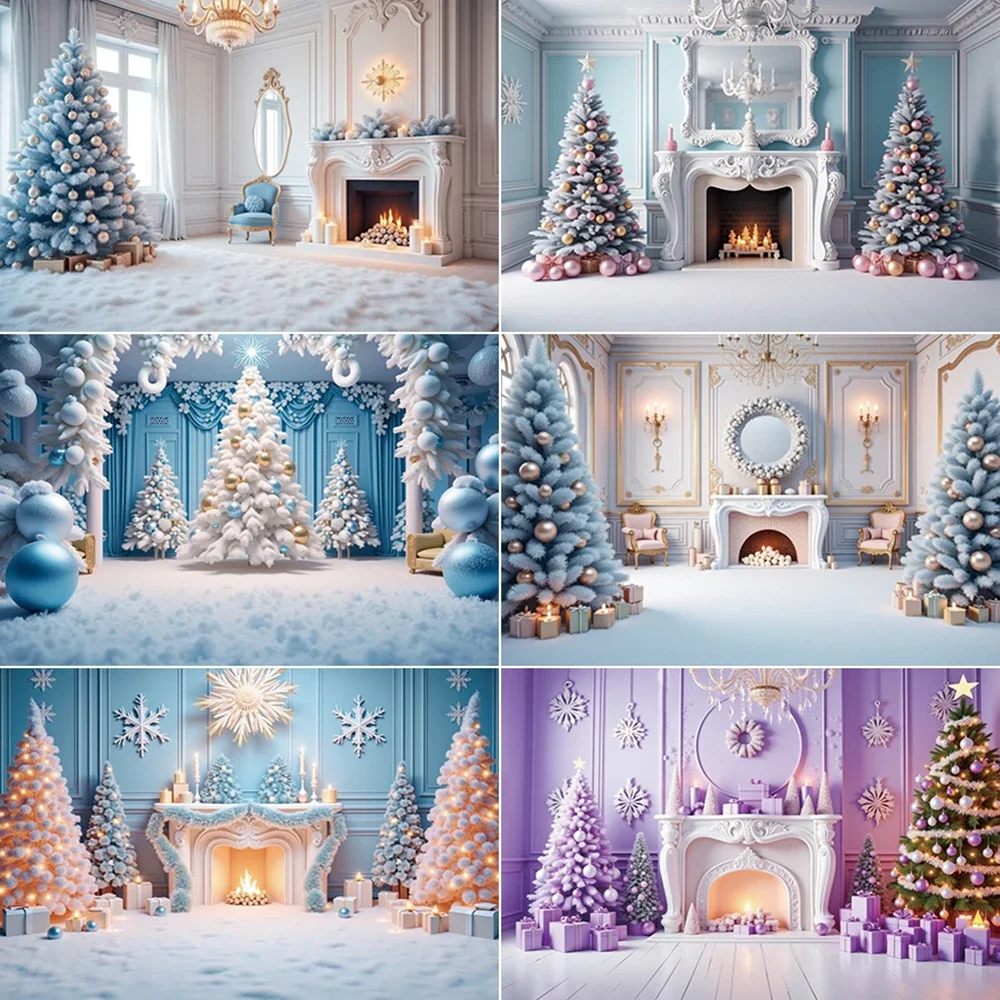 

MOON.QG Fairy Christmas Castle Background Photography Snowflake Arch Window Gifts Photozone Backdrop Children Studio Accessories