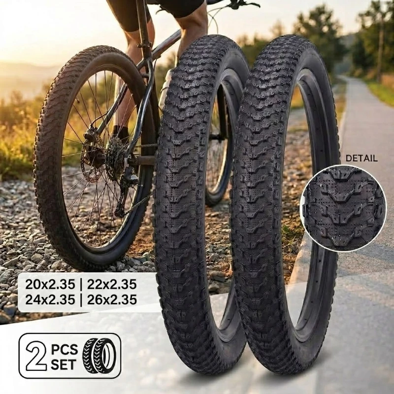 

2Pc Bicycle Tires 20 22 24 26 x 2.35 MTB Bike Tyre Heavy Duty Rubber Cycling Outer Wheel Fat Electric Scooter Mountain Bicycle