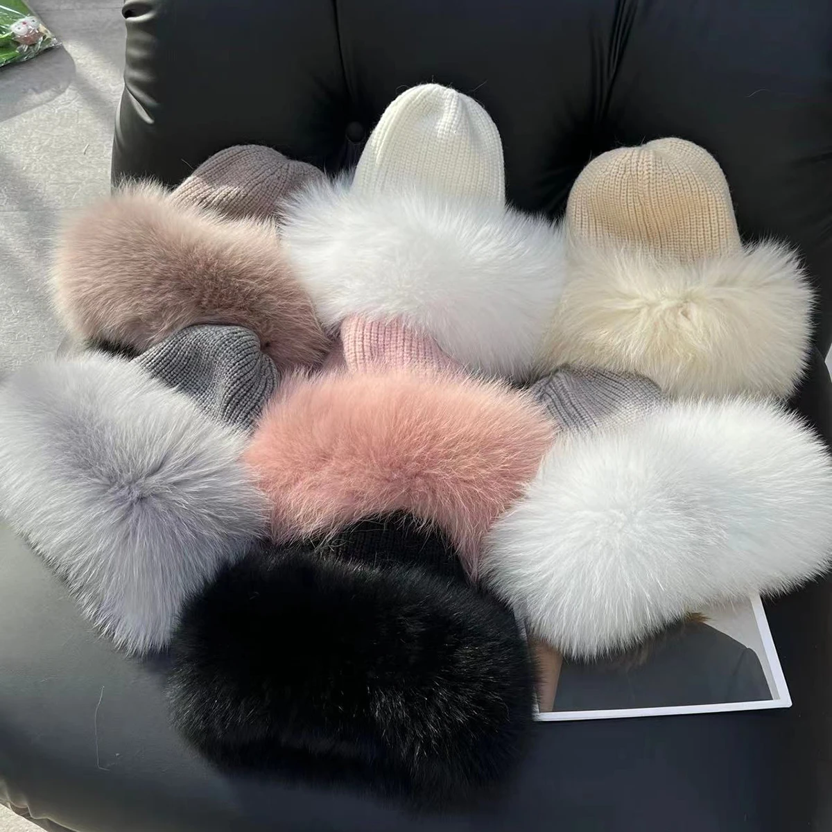 Neue Stilvolle Beanie Fuchs Pelz Hüte für Frauen Winter Warme Flauschigen Knochen Kappe Weiche Außen Dicke Natürliche Fuchs Pelz Hut Weibliche Kuppel Hüte – Detail 2