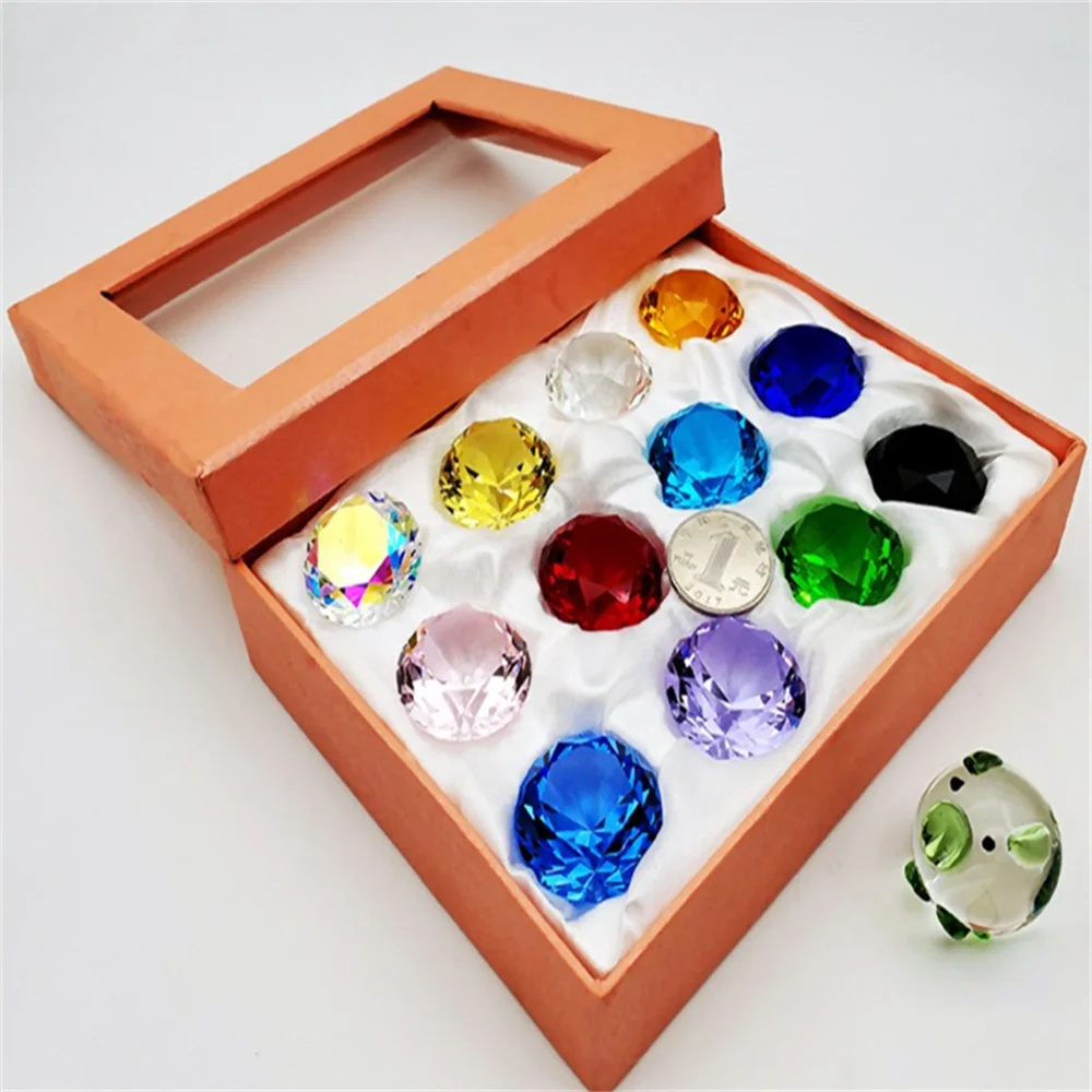 Wholesale children's crystal glass diamond 12-color toy gem Gift Box (12pcs)Furniture home counter decoration