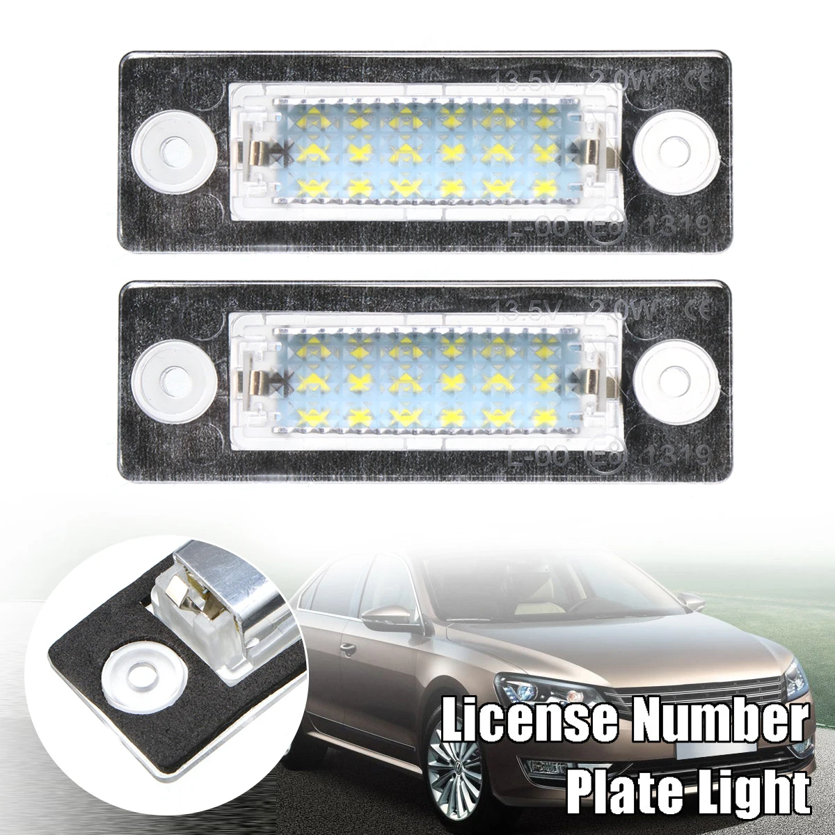 2/4pcs Car LED License Number Plate Lights Lamp For VW Transporter Multivan Caravelle Eurovan Passat Caddy Touran Golf