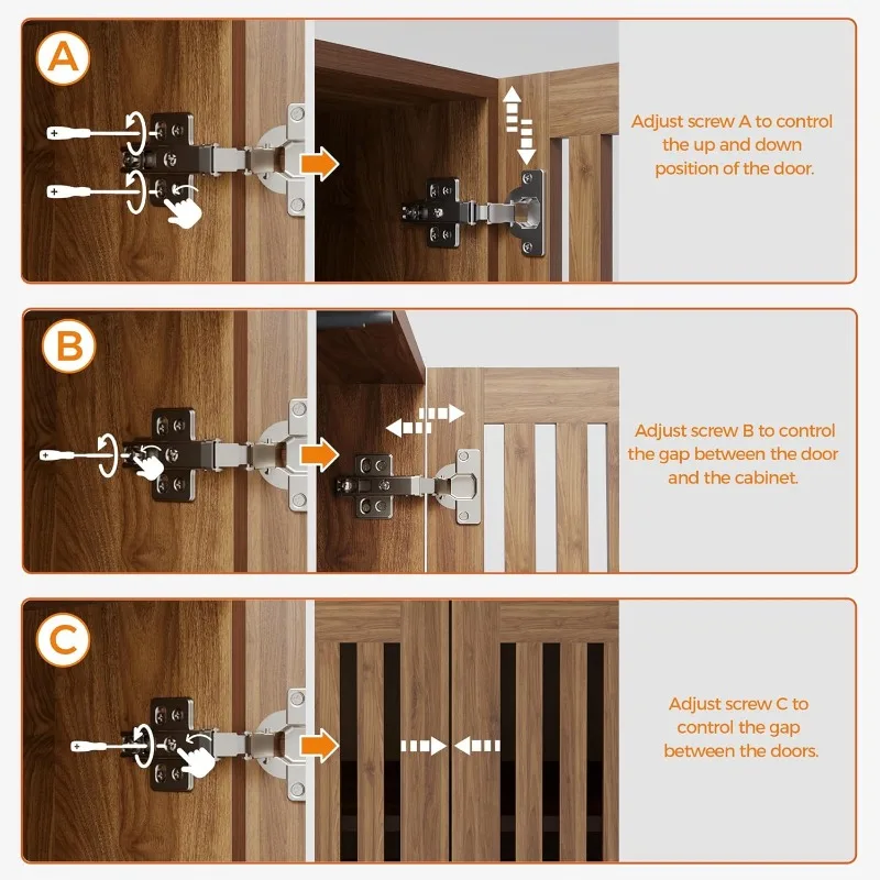 Grille Walnut Buffet Cabinet with Storage, Sideboards 2 Doors with Metal Base and Adjustable Shelf for Kitchen, Coffee Bar