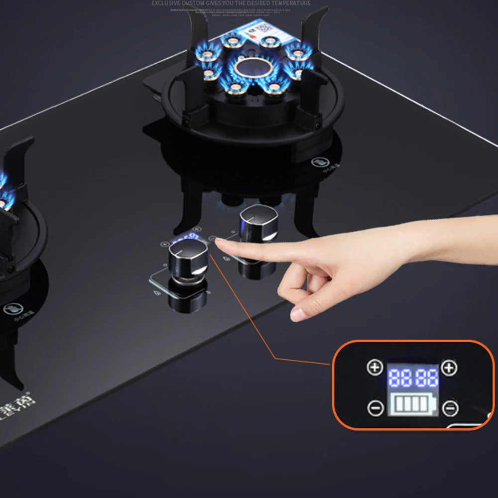 Flip-type Gas Burner Embedded Gas Stove Cooktop Timing function Household Fogao Energy-saving Dual-purpose Fierce Stove