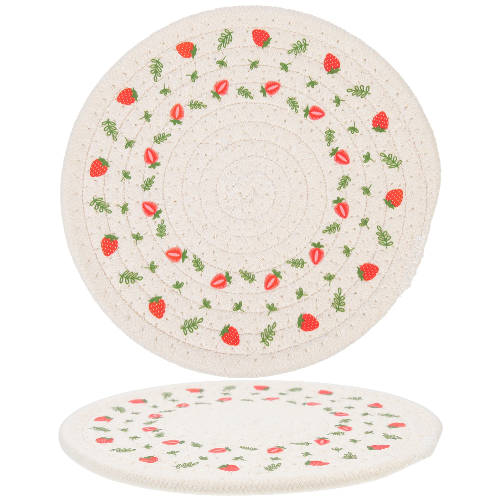 

2 Pcs Heat Resistant Round Woven Table Decor Cutlery Mat Place Cotton Rope Cushion Mat Dining Coaster Household