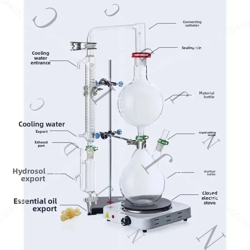 2000Ml Essential Oil Extraction Glass Separator Device Dew Distillation Equipment Distiller Glassware Kits
