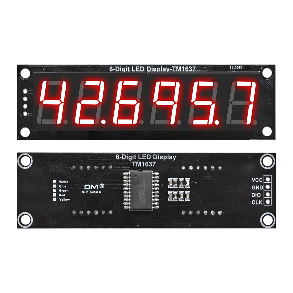 TM1637 LED Display Module 0.56 inch 6 Digit Digital Tube LED Indicator for Arduino Red Green Blue Yellow White