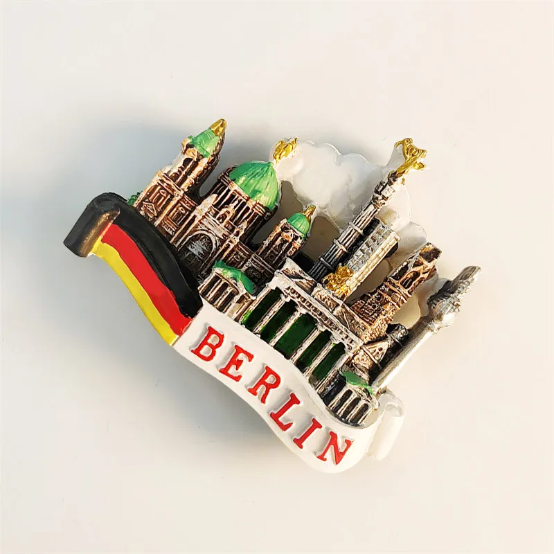 Berlin landmark building tourist souvenir three-dimensional hand-painted magnetic refrigerator resin material