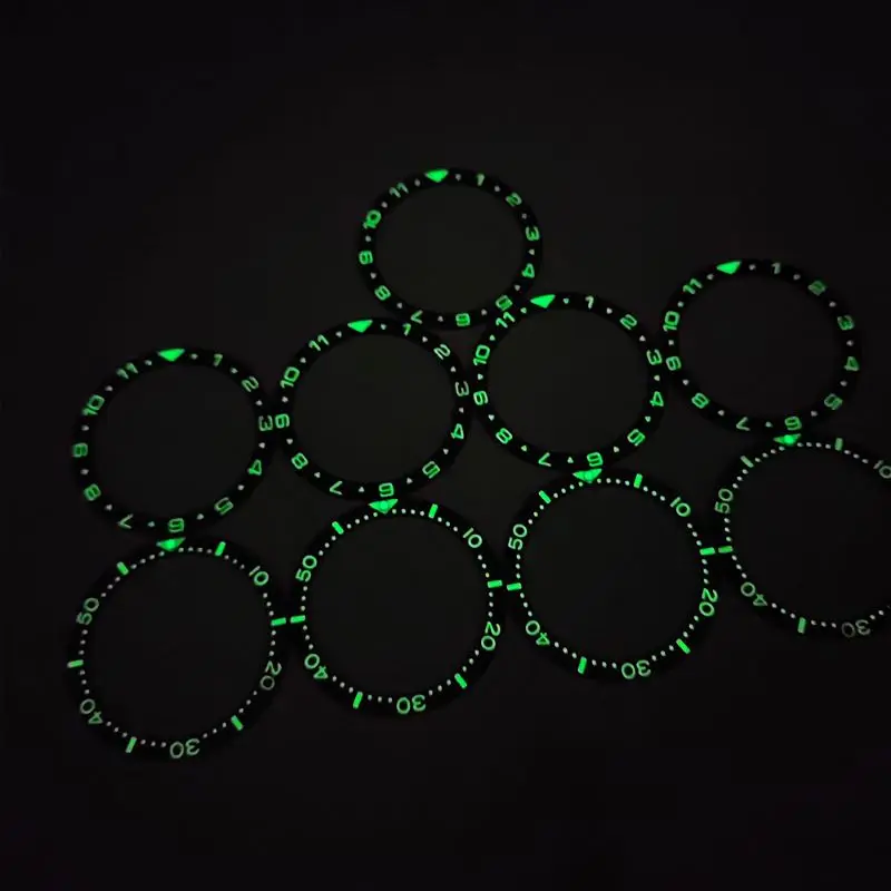 38x31.5mm C3 Green Luminous Ceramic Bezel Insert Pasuje do SKX007 SKX009 Obudowa zegarka NH35 NH36 Obudowa męska Wymień części Pierścień