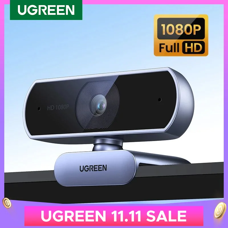 Ugreen Usb Webcam 1080P Hd Mini Webcam Voor Laptop Computer Webcamera Dual Microfoons Voor Youtube