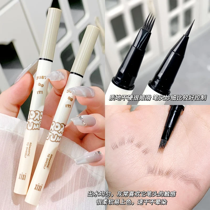 Four Forks Liuqid Eyebrow Pencil Long Lasting Waterproof Brown Grey Natural 3D Eyebrow Smooth Easy to Draw Makeup For Women