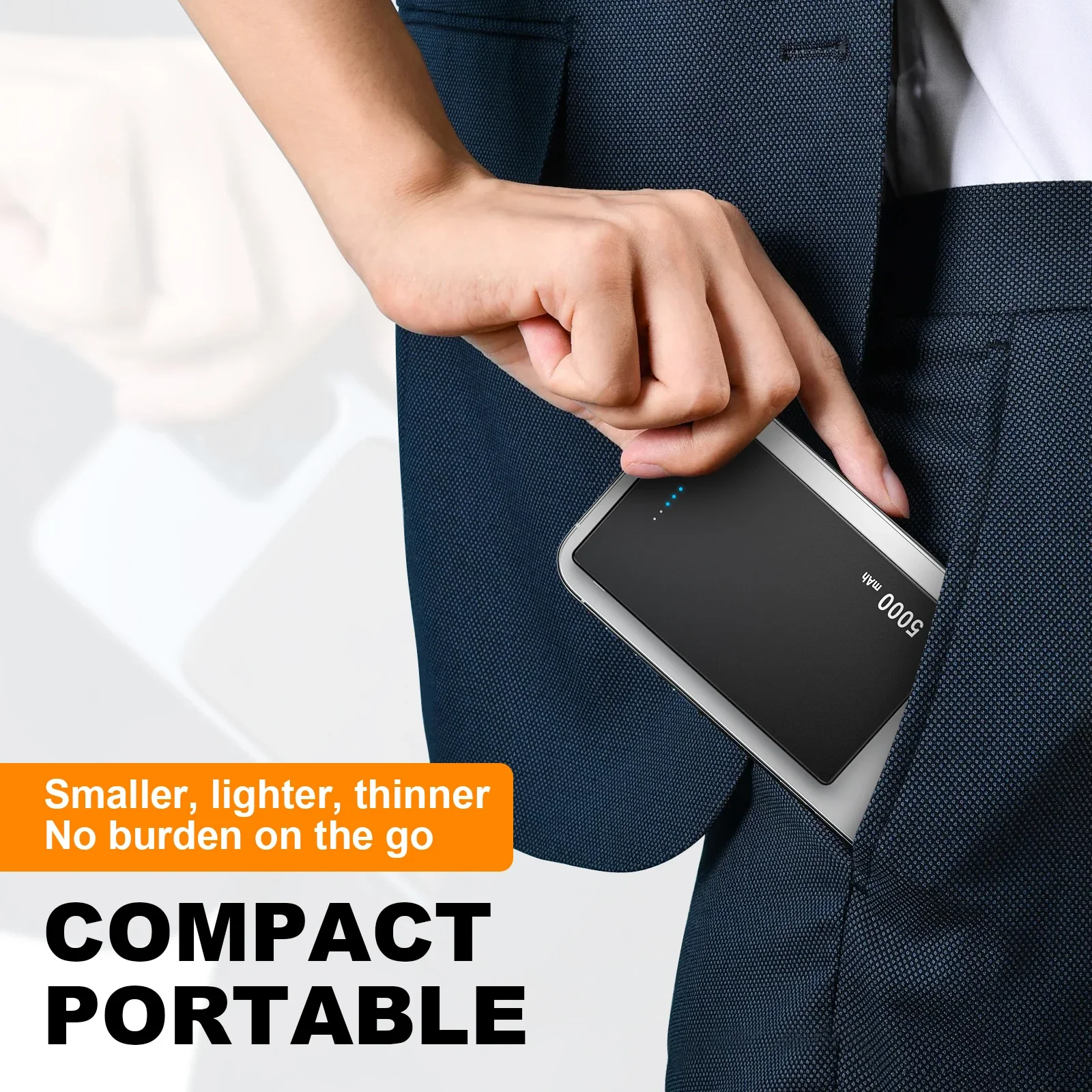 

Тонкий беспроводной внешний аккумулятор, магнитный, 20 Вт, 5000 мАч, портативный внешний аккумулятор с быстрой зарядкой типа C для iPhone 16 15 14 13 Pro Max YP87