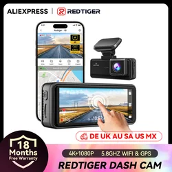 REDTIGER F8 Dash Cam HD 4K Built-in GPS 70FOV Car DVR 5G WIFI APP Control Fatigue Driving Reminder Car Camera with Night Vision