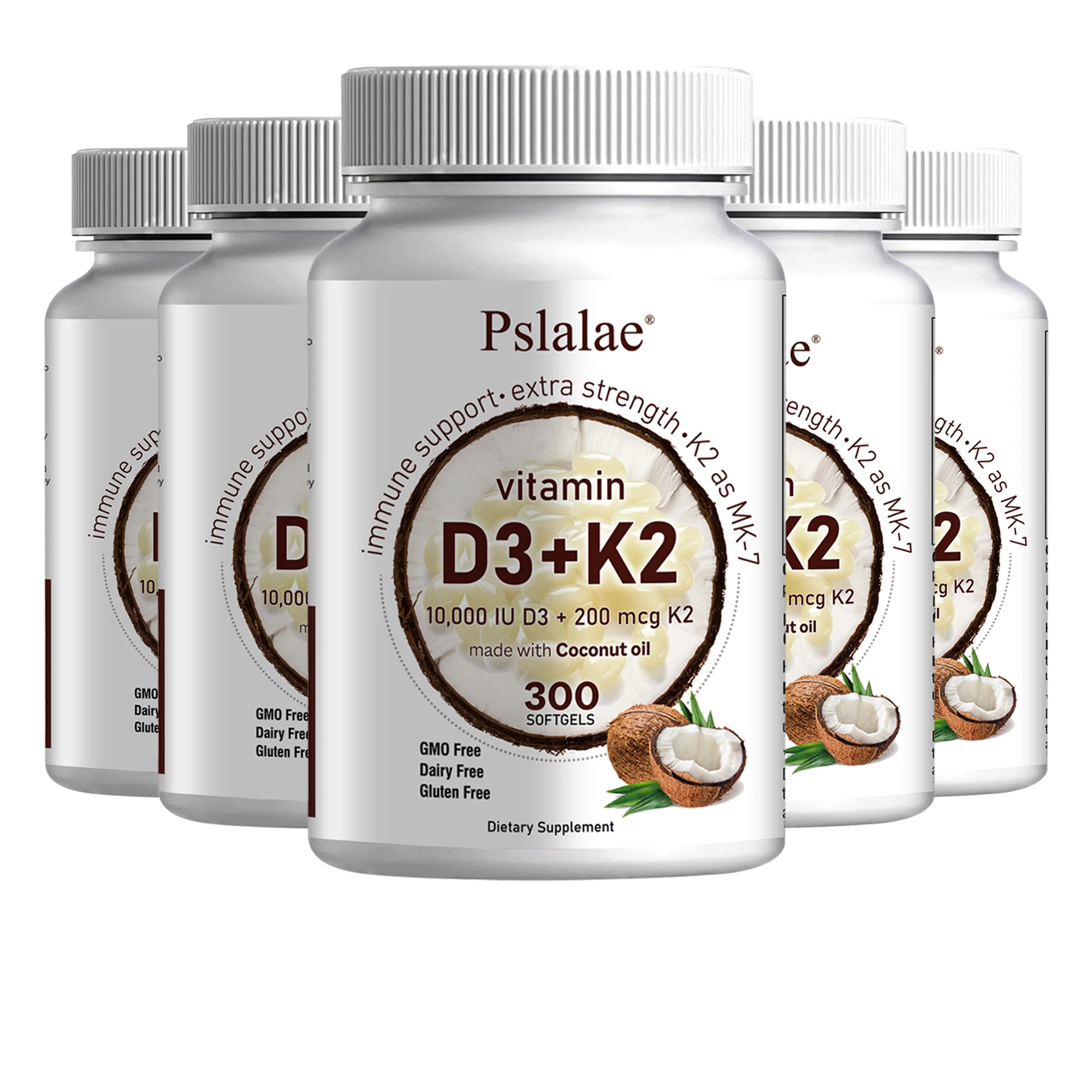 2-in-1 Vitamin D3 K2 Supplement Softgel, 10000 IU VIT D3 + 200 MCG Vitamin K2, Aiding in Calcium Absorption, (300 Pcs)