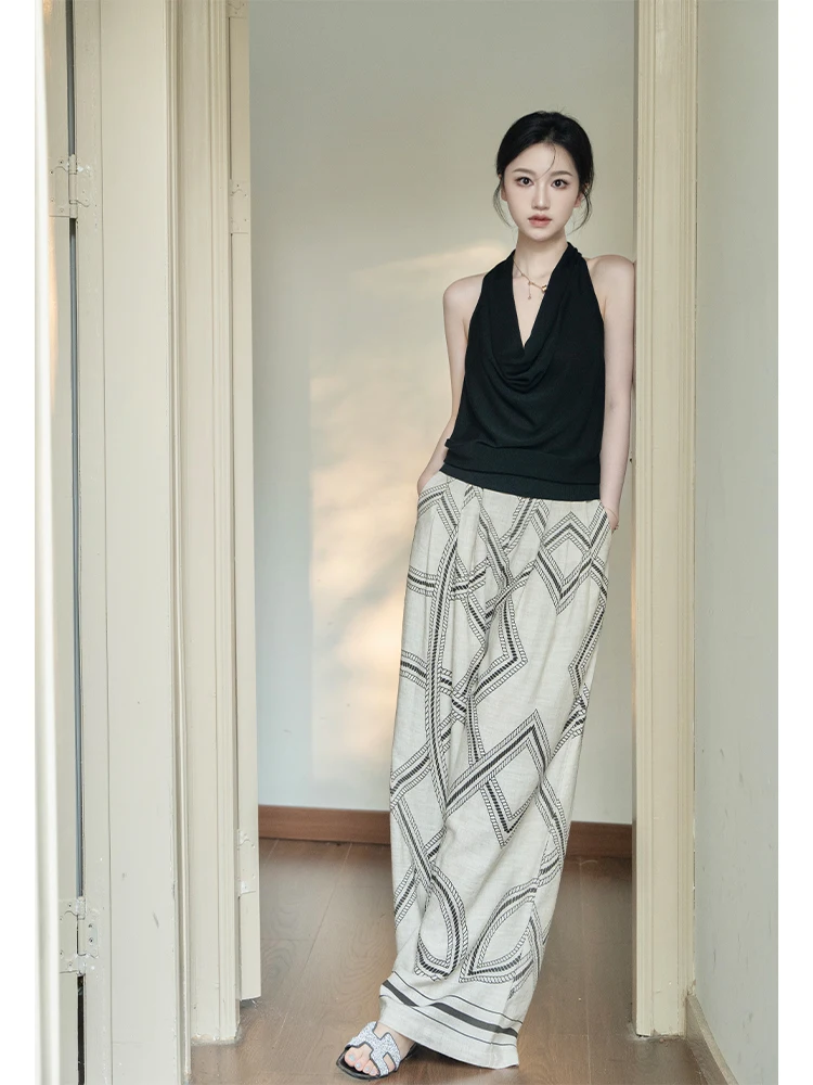 serioludere-egg-boy-paresseux-suspendu-ne-bal-haut-design-sens-imprime-ceinture-lin-pantalons-decontractes-femmes-faion-printemps-2025