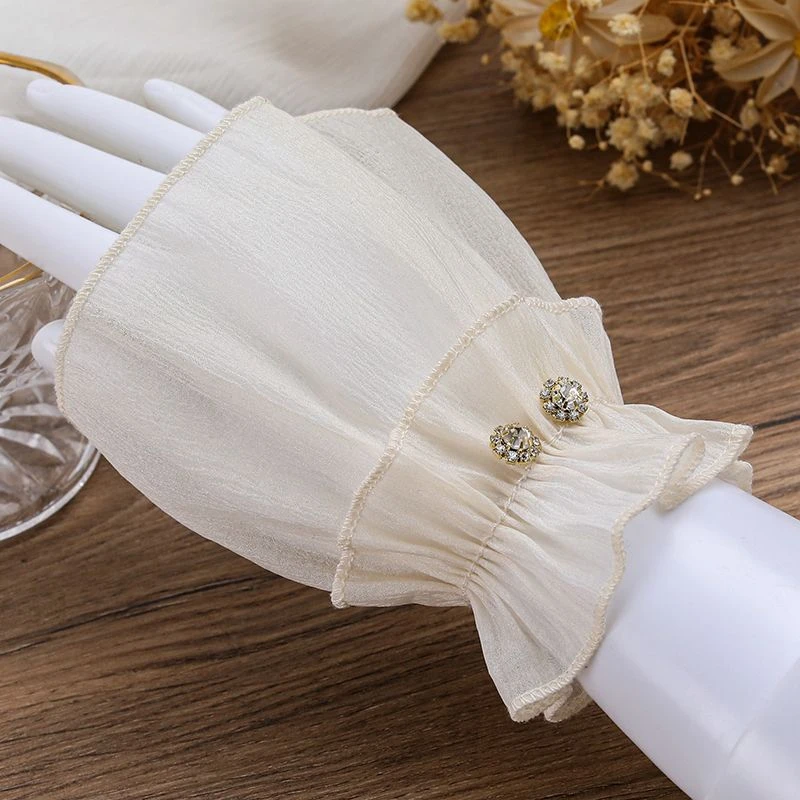 accessories for nail photography tulle flared fake sleeves nail props for photos cute short cuffs Manicure shoot decoration