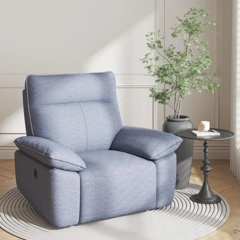 Power Recliner Chair, Modern Teddy Fabric Electric Reclining Sofa, Cream Beige Glider Rocker Armchair with Overstuffed Headrest & Lumbar Support for Living Room, Bedroom, Nursery